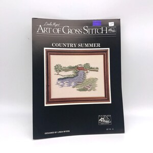 Wzory do haftu krzyżykowego Vintage, Country Summer autorstwa Lindy Myers Leaflet LF K4, Art of Cross-Stitch 1986