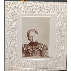 Antique Carte Vista Victorian Lady Photo High Collar CDV on Cardboard Frame