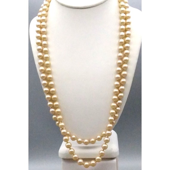 Vintage Champagne Glass Pearls Necklace, Double S… - image 3