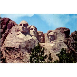 Carte postale vintage Mt. Rushmore B-1 Keystone ainsi. Dak. Lincoln Jefferson Washington Roosevelt Etats-Unis C1036