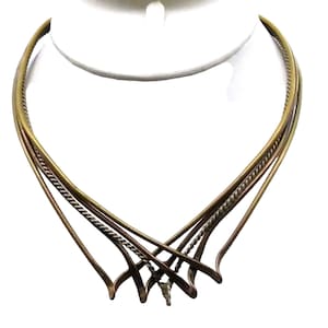 Vintage Mixed Metals Torc Collar Necklace Choker, Copper, Brass, Silver, Unique Design Steampunk Brutalist Minimalist