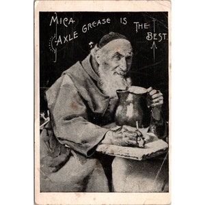 Standard Oil Company Ohio Trade Card Antike Werbung Mica Axle Grease Viktorianischer Mönch mit Krug Acme Oil Company York Pennsylvania