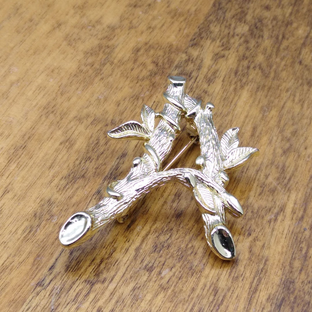 Script Brooch Elegant Script Letter A Brooch, Vintage Sarah Coventry Gold Tone Branch ...