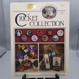 Vintage Cross Stitch Patterns, Buttons and Bows No68 by Vicki Hastings, Cross Eyed Cricket 1989