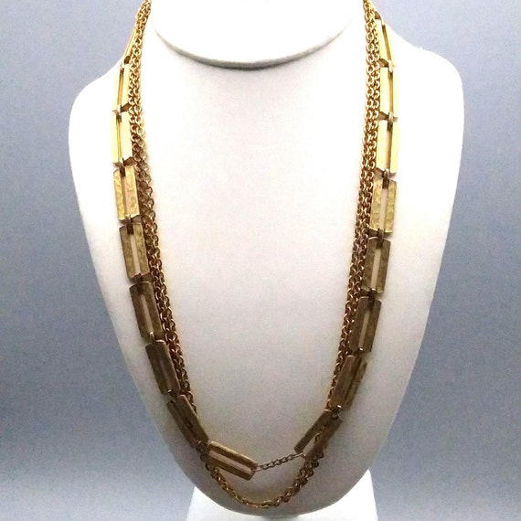 Gorgeous Triple Strand Chain Necklace, Gold Tone … - image 1