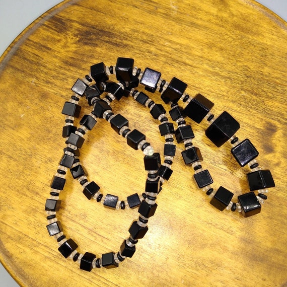 Vintage Faceted French Jet Cube Necklace, Unique … - image 5