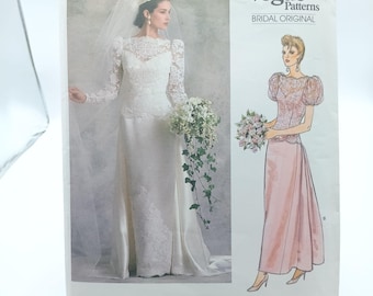 Vintage Vogue Bridal Original Sewing Pattern #1829 Size 10 or 14 1987 Wedding Gown