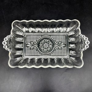 Vintage Pressed Glass Rectangular Tray With Handles