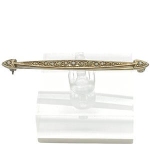 Vintage Sterling Silver Bar Brooch With Delicate Accents & Intricate Detailing