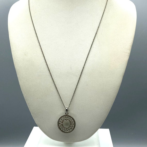 Vintage Chain Pendant Necklace with Silver Tone C… - image 3