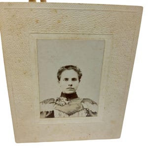 Antique Carte Vista Victorian Lady Photo Satin Lace and Corsage CV on Cardboard Frame