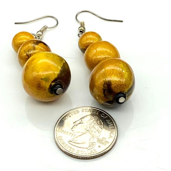 Dramatic Triple Drop Dangle Earrings, Vintage Shi… - image 4