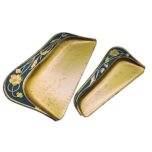 Antique Crumb Catcher and Scraper Silent Butler, Gold Tone with Art Nouveau Vining Floral Design