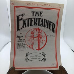 Vintage 1970s Scott Joplin &quot;The Entertainer&quot; Sheet Music Ragtime Two-Step Lewis Music Publishing