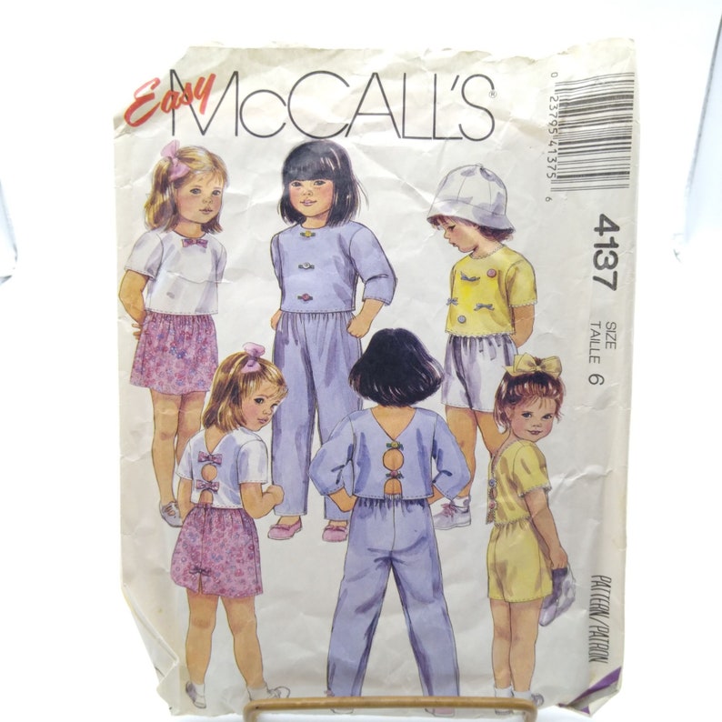 Vintage Sewing PATTERN Mccalls 4137, Childrens Easy 1989 Tops Skirt ...