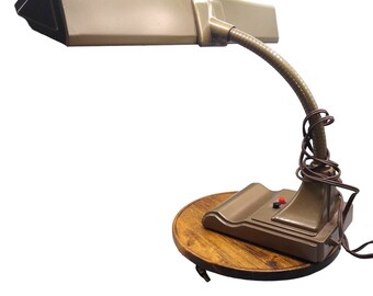 Vintage Metal Task Desk Lamp with Flex Arm by Art Specialty, Art Deco Brown Piano Light, MCM Lighting Decor