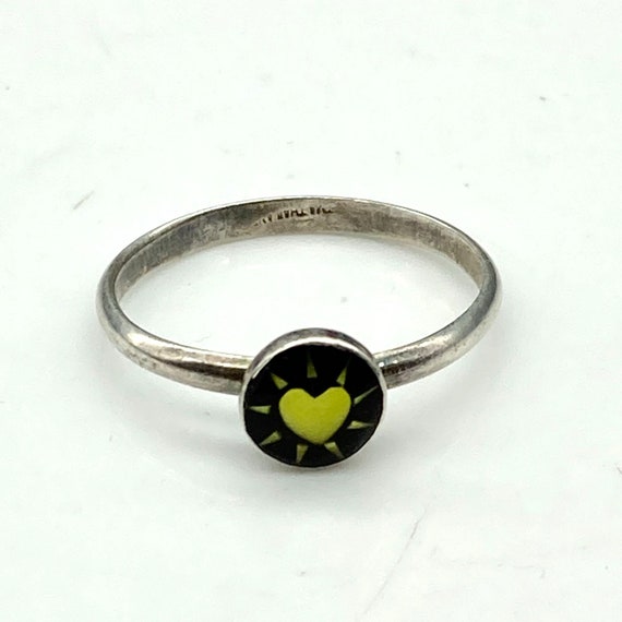 Vintage Glowing Heart Stackable Ring, Sterling Si… - image 1