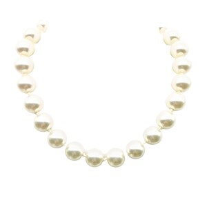 Classic Large Faux Pearl Necklace with Gold Tone Clasp for Vintage Wedding or Occasion