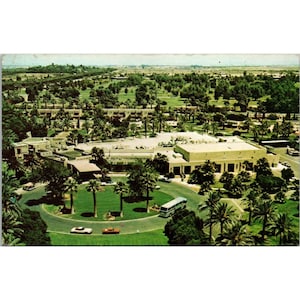 Cartão postal vintage cromado do Arizona, Aerial Wigwam Country Club Resort Desert Oasis Litchfield Park, Roberts Unposted Divided Back