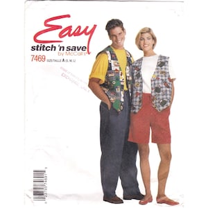 May include: A sewing pattern for a vest, with a bar code and the text "Easy stitch 'n save by McCall's 7469 SIZE/TAILLE A (S, M, L) HOUSE OF EXCHANGE ONLY"