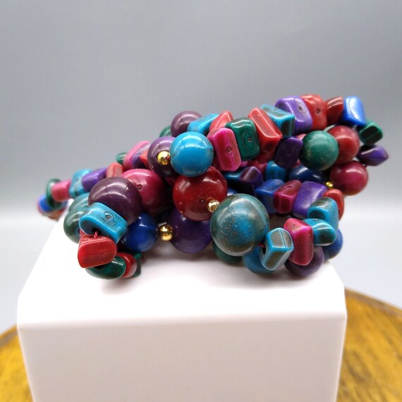 Vintage Colorful Beaded Necklace, Long Strand wit… - image 3