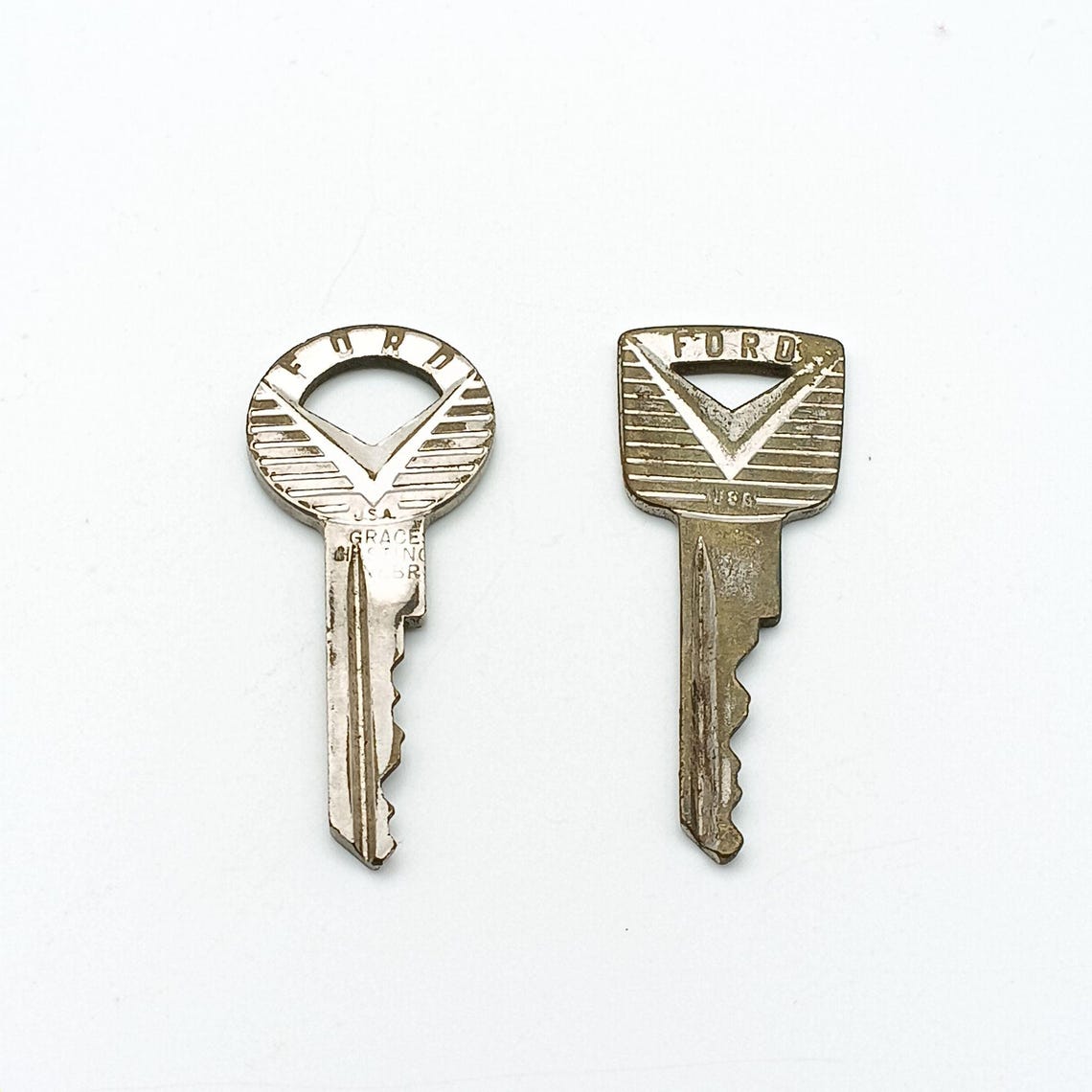Vintage Ford Falcon Car Key Pair With Chevron Logo Usa-made Collectible ...