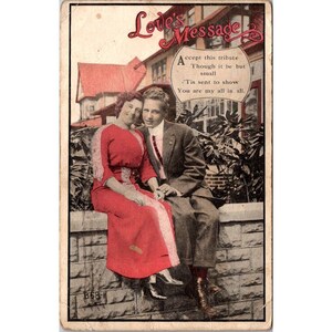 Carte postale antique Message d'amour B68, éphémères de l'âge d'or victorien