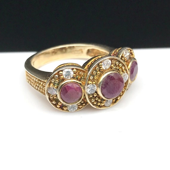 Ruby Vermeil Multi Stone Band Ring, Bezel Set Gem… - image 8