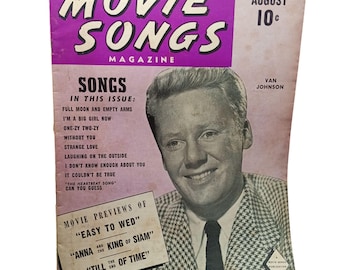 Movie Songs Magazine August 1946 Vintage Music Issue Featuring Van Johnson With Classic Songs & Movie Previews Collectible