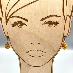 Vintage Orange Crystal Heart Earrings, Lovely Sparkling Faceted Dangle