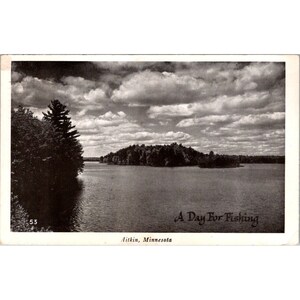 Stara pocztówka Minnesota RPPC, Dzień na łowienie ryb Aitkin, Undivided Back Posted