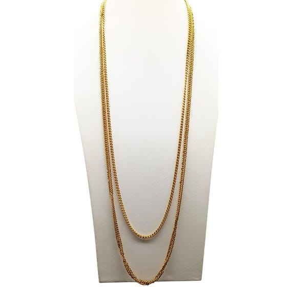 Vintage Double Strand Gold Plated Twisted Rope Chain Necklace With 