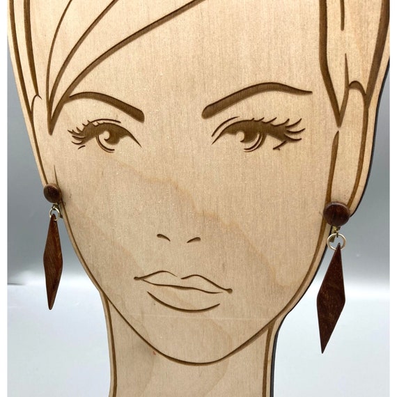 Vintage Boho Chic Dangle Earrings, Basic Wood Har… - image 4