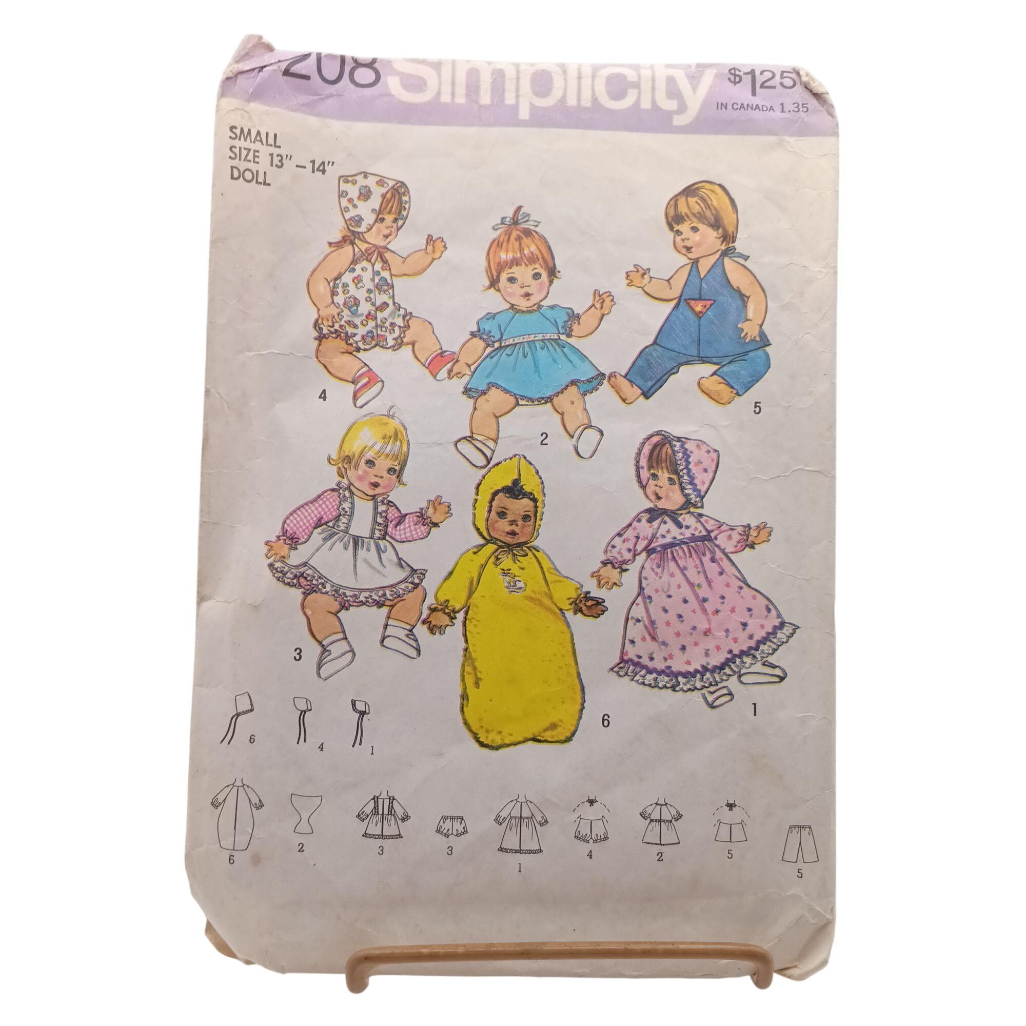 Simplicity 7208 Vintage Baby Doll Clothes Sewing Pattern Size 13