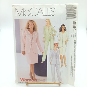 UNCUT McCalls 2594 Womans Vintage Sewing Pattern For Lined Jacket Top Pants & Skirt 2000