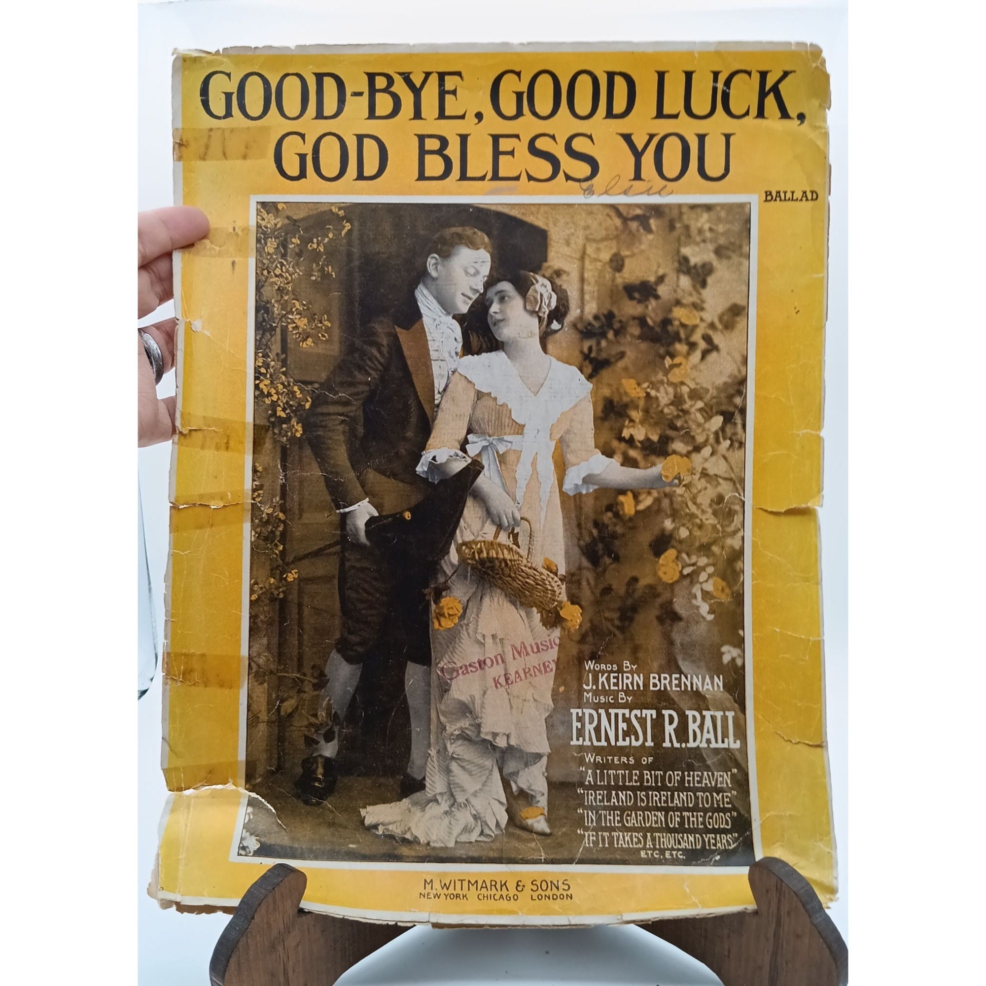 Antique Sheet Music, Goodbye Good Luck God Bless You by J Keirn Brennan and Ernest R Ball, Witmark 1916 WWI Ballad