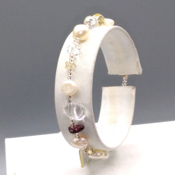 Genuine Pearl and Rock Crystal Bracelet with Amet… - image 2