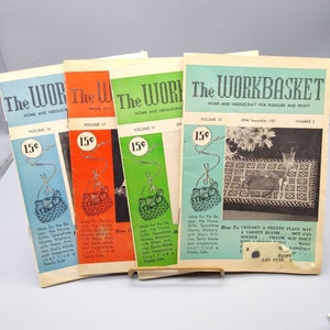 Vintage Workbasket 1950s Book Lot, Pattern and Idea Booklet Bundle, Crafting Recipes Advertising, Home Arts Magazine
