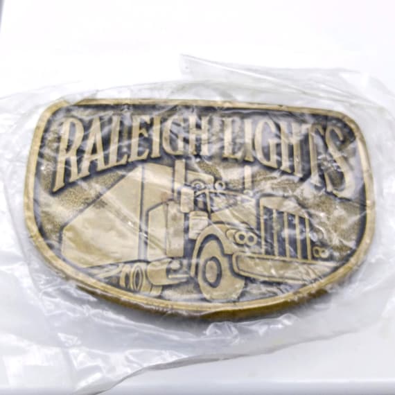 Vintage Raleigh Lights Belt Buckle, Brass Semi Tru