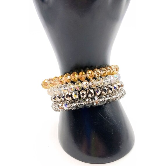Stretch AB Crystals Statement Bracelet, Beaded Sh… - image 3