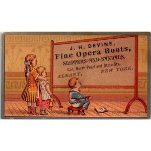 J.H. Devine FineOpera Boots Trade Card 1800s Vintage-Werbestück
