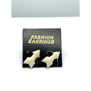 Vintage White Enamel Arrow Earrings, Tiny Unisex Studs