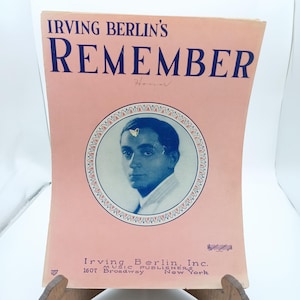 Vintage 1920s Irving Berlins &quot;Remember&quot; Sheet Music