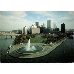 Cartolina vintage cromata Pittsburgh stampe per incorniciatura, diviso sul retro non pubblicato 64470895, Point State Park Fountain Pennsylvania 1989 Oneil