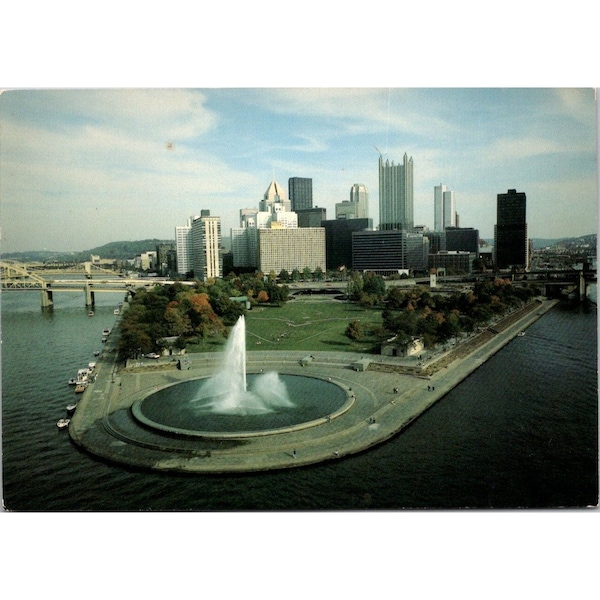 Vintage Chrome Postcard Pittsburgh Prints for Framing, Unposted Divided Back 64470895, Point State Park Fountain Pennsylvania 1989 Oneil