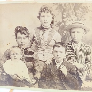 Antike 1890er Jahre Familienporträt Kabinett Karte von H.P. Robb Abilene Kansas