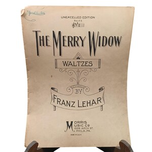The Merry Widow Waltzes Sheet Music Franz Lehar Unexcelled Edition Vintage 1900s Piano Music