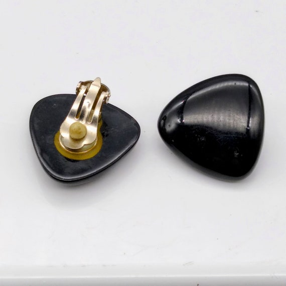Basic Black Lucite Earrings, Neutral Vintage Roun… - image 4