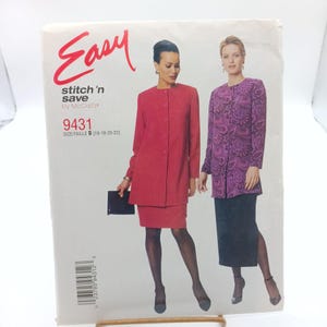 Patrón de chaqueta sin forro y falda sin cierre Vintage Easy Stitch N Save de McCalls 9431 para señoras, talla B 1998