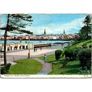 Vintage 1968 Bangor Co. Down Carte postale série Saint-Valentin manuscrite et estampée Scenic Ireland View postée par la poste aérienne